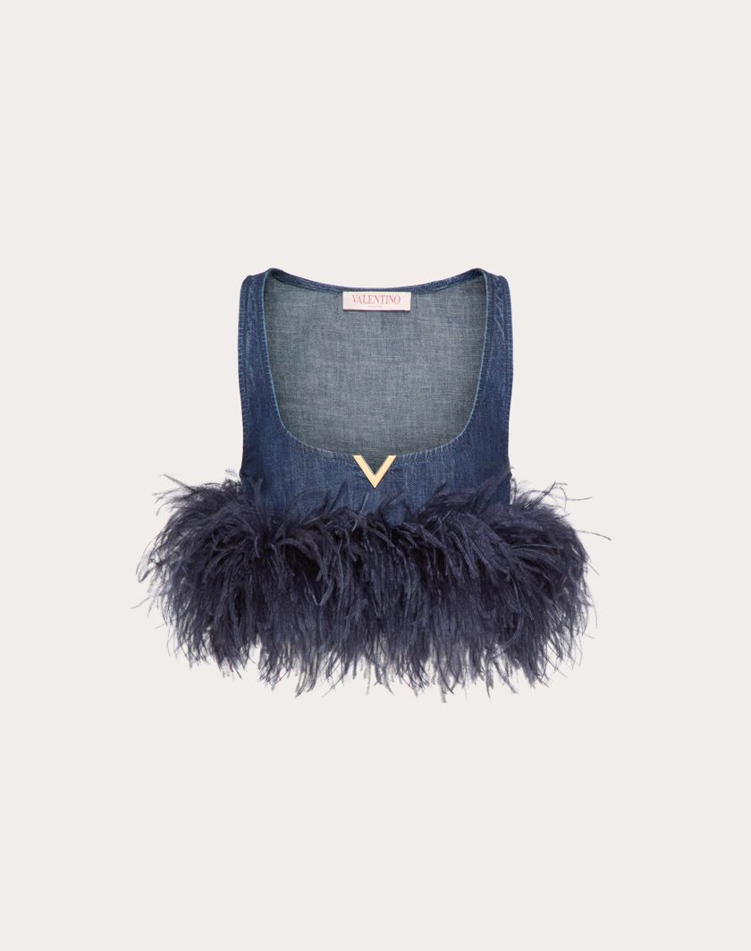 Valentino Handbags Top In Chambray Denim per Donna in Denim | Valentino IT