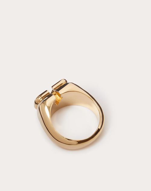 Valentino Garavani - Vlogo Signature Metal And Swarovski® Crystal Ring - Gold - Man - Jewelry