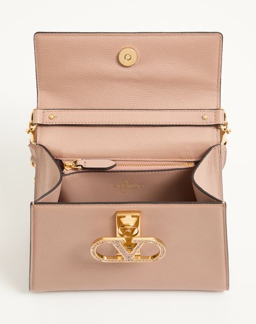 Valentino Garavani - Petit Sac À Main Vsling Avec Broderie Bijou - Rose Cannelle - Femme - Vlogo Signature