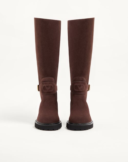Valentino Garavani - Vlogo Signature Splitleder-stiefel 40mm - Ebenholz - Frau - Stiefel Und Stiefeletten