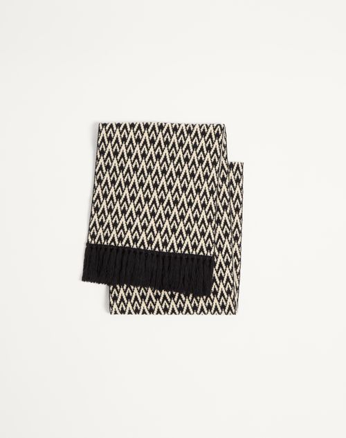 Valentino Garavani - Toute La V Knitted Wool Scarf - Black/cream - Man - Accessories