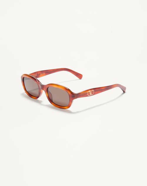 Valentino - Rectangular Acetate Eyewear - Havana/brown - Unisex - Eyewear