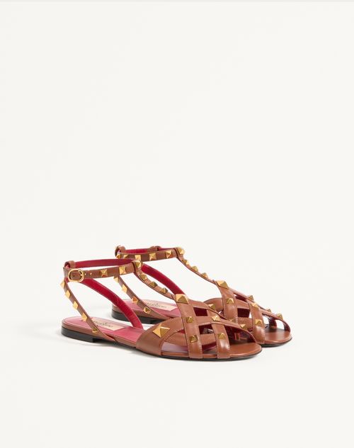 Valentino Garavani - Studdy Kidskin Sandal - Tobacco - Woman - Sandals