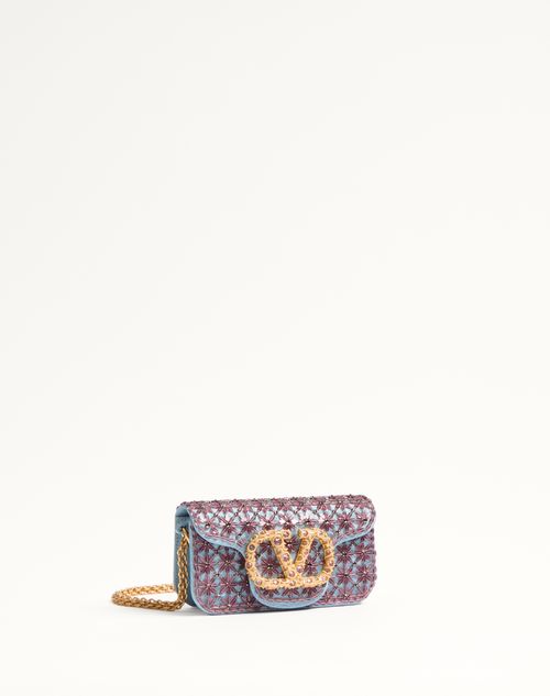 Valentino Garavani - Valentino Garavani Locò Small Embroidered Shoulder Bag With Jewel Logo - Violet - Woman - Shoulder Bags