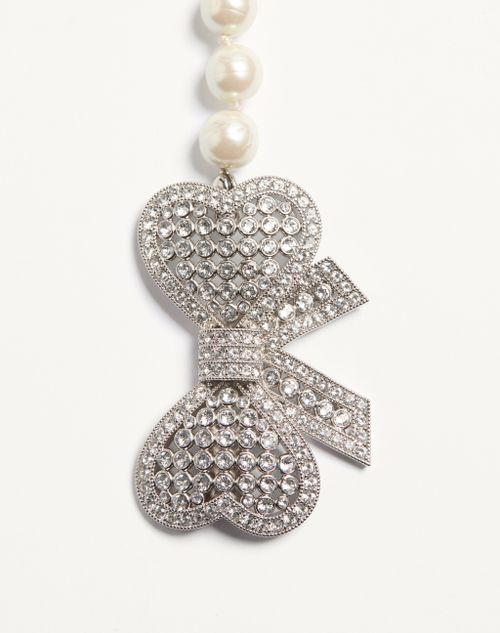 Valentino Garavani - Trop Chou Necklace In Metal, Baroque Glass Beads, And Swarovski® Crystals - Palladium/crystal - Woman - Fashion Jewelry