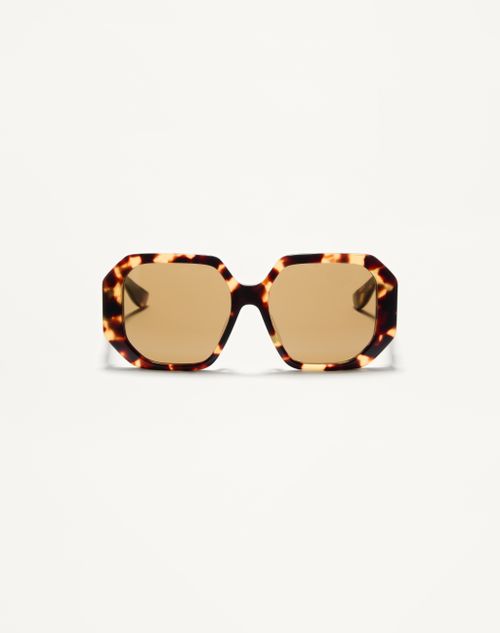 Valentino - ジオメトリックデザイン アセテート メガネ - ハバナ/ブラウン - ウィメンズ - アイウェア