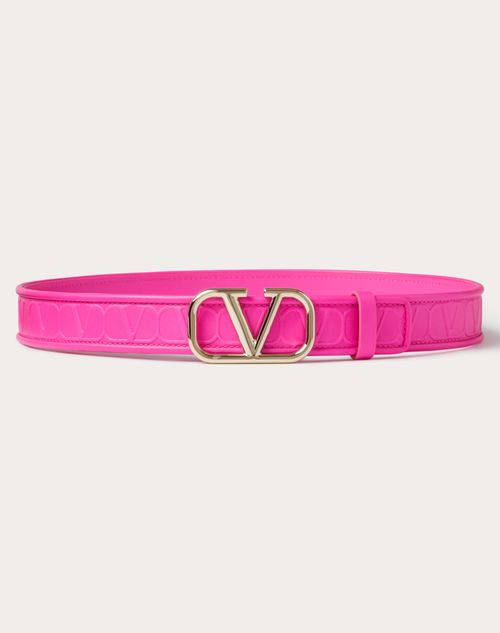 Valentino Garavani - Valentino Garavani Leather Toile Iconographe Calfskin Belt 30 Mm - Pink Pp - Woman - Belts