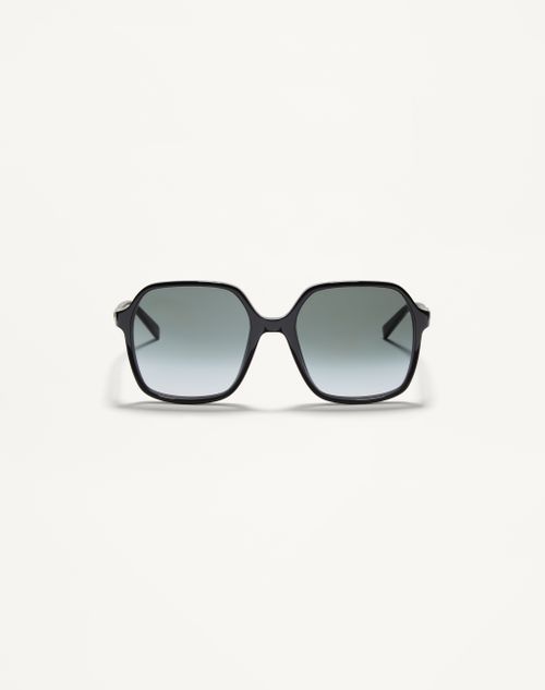 Valentino - Rectangular Acetate Eyewear - Black/grey - Woman - Eyewear