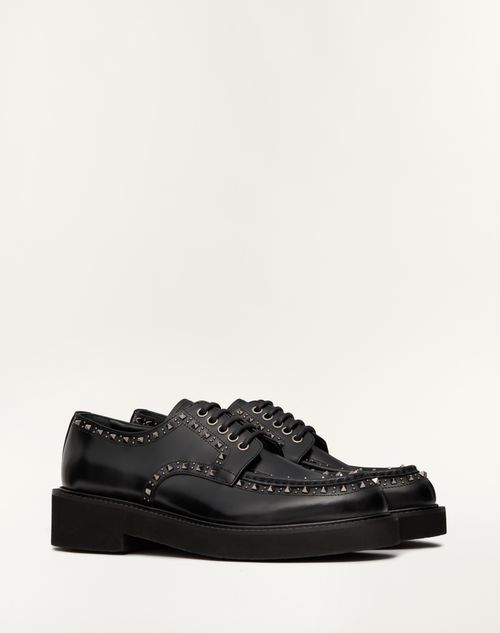 Valentino Garavani - Valentino Garavani Gentleglam Derby Shoe In Calfskin - Black - Man - Fashion Formal - M Shoes