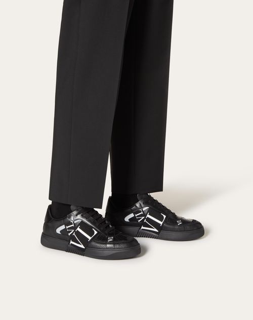 Calfskin Vl7n Sneaker With Bands for Man in Black | Valentino