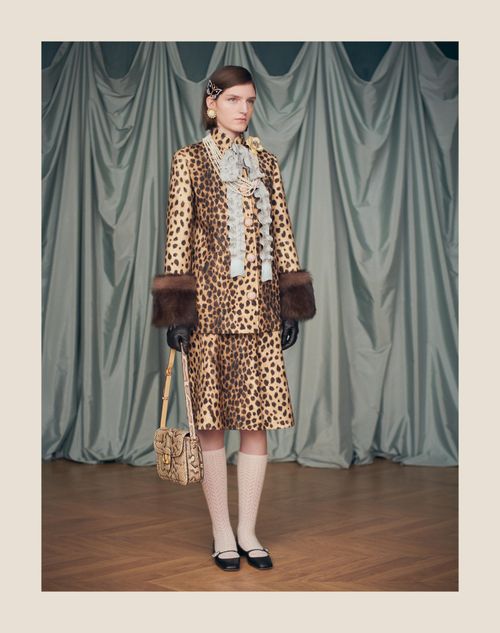 Wool Cloth Skirt In Jaguar Spots Print for Woman in Animal Wool Cloth Skirt In Jaguar Spots Print for Woman in Animal