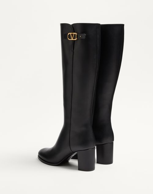 VLOGO SIGNATURE WHITE CALFSKIN ANKLE BOOT 75 MM