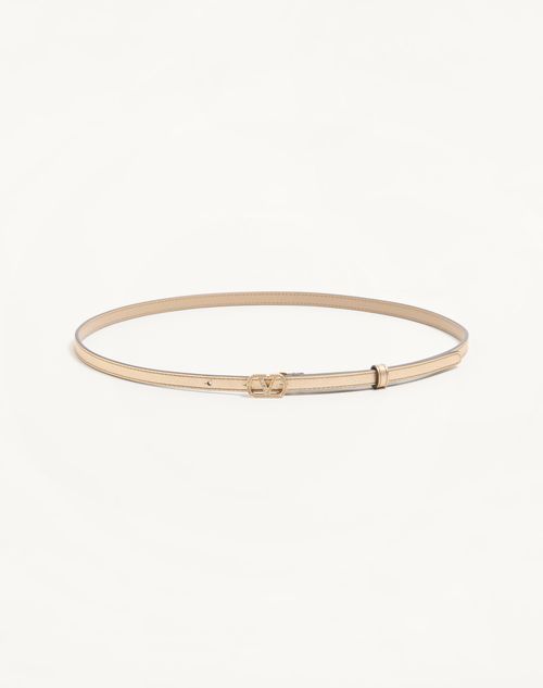 Valentino Garavani - Vlogo Signature Belt In Laminated Calfskin With Crystals 10 Mm - Gold/crystal - Woman - Belts