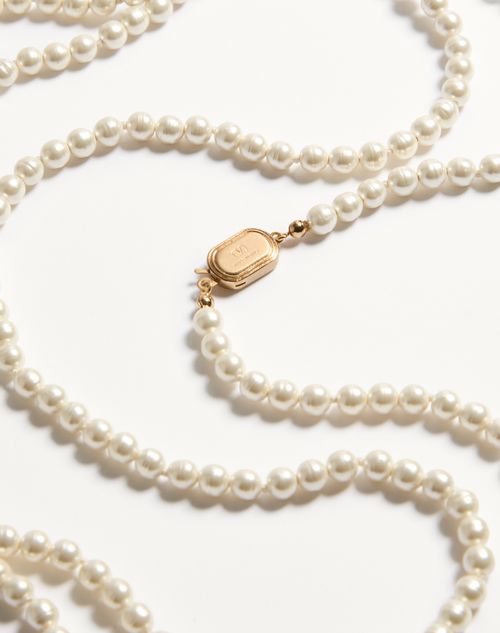 Valentino Garavani - Ovalette Metal Necklace With Enamel, Crystal, And Swarovski® Pearl - Gold/black/crystal/cream - Woman - Woman Bags & Accessories Sale