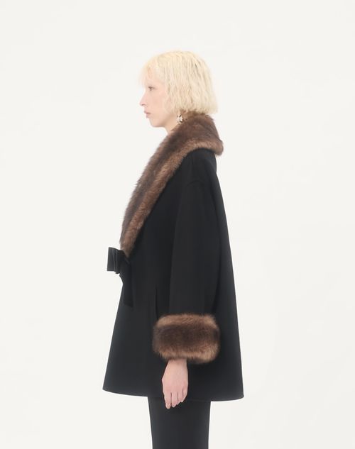 Valentino - Compact Drap Caban With Shearling - Black - Woman - Shelf 1 - Wrtw Ss26 Pre - W1