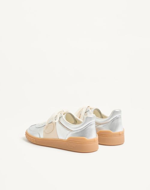 Valentino Garavani - Upvillage Trainer In Laminated Calfskin With Nappa Calfskin Leather Band - Silver/ivory - Woman - Woman