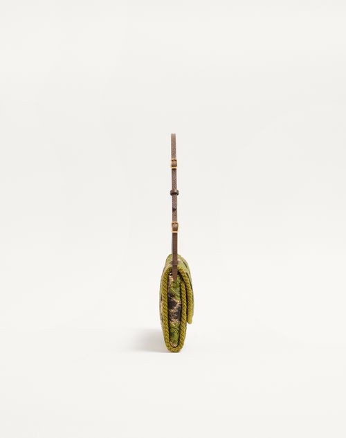 Valentino Garavani - Valentino Garavani Devain Small Shoulder Bag In Jacquard Lurex Fabric - Gold/green - Woman - Shoulder Bags