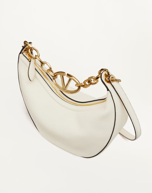 Valentino Garavani - Small Vlogo Moon Hobo Bag In Grainy Calfskin With Chain
 - Ivory - Woman - Woman View All