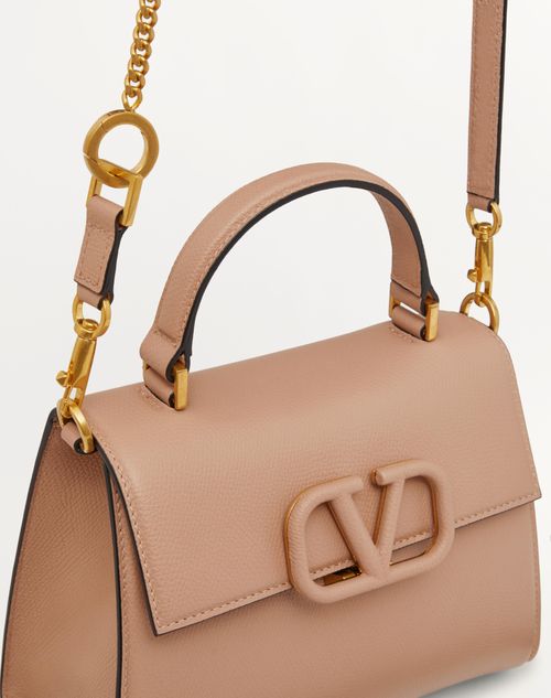 Valentino Garavani - Small Vsling Grainy Calfskin Handbag - Rose Cannelle - Woman - Top Handle Bags