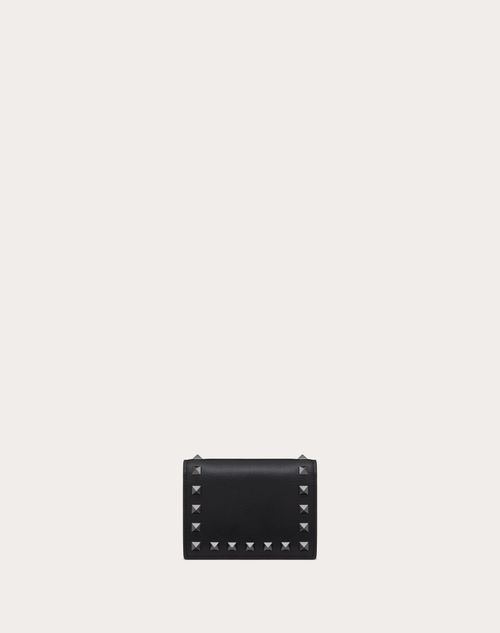 Valentino Garavani - Small Rockstud Calfskin Wallet - Black - Woman - Wallets & Cardcases - Accessories