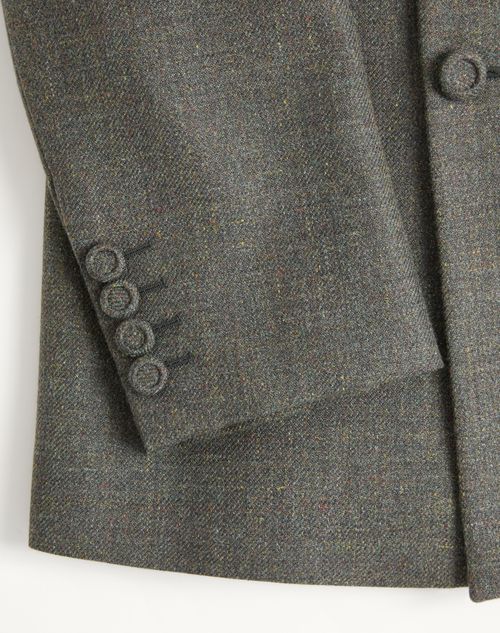 Valentino - Valentino Double-breasted Jacket In Mouliné Wool - Dark Green - Man - Coats And Blazers