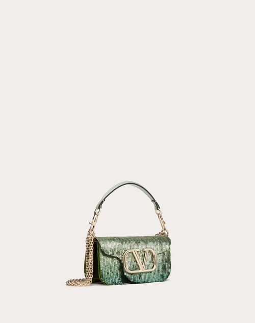 Valentino Garavani - Valentino Garavani Locò Small Shoulder Bag With Gradient-effect Embroidery - Green - Woman - Shoulder Bags