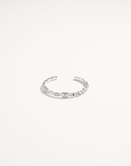 Valentino Garavani - Ovalette Cuff Bracelet In Metal With Swarovski® Crystals - Rhodium/crystal - Woman - Jewellery