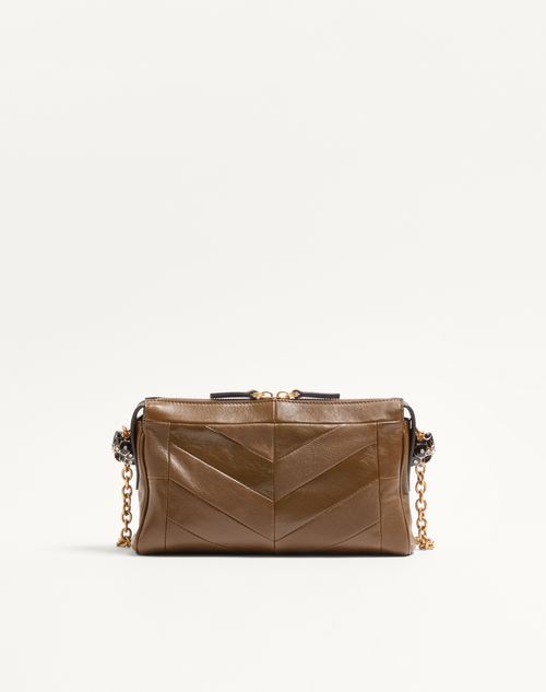 Valentino Garavani - Valentino Garavani Panthea Small Shoulder Bag In Nappa Leather With A Chevron Pattern - Tundra - Woman - Shoulder Bags