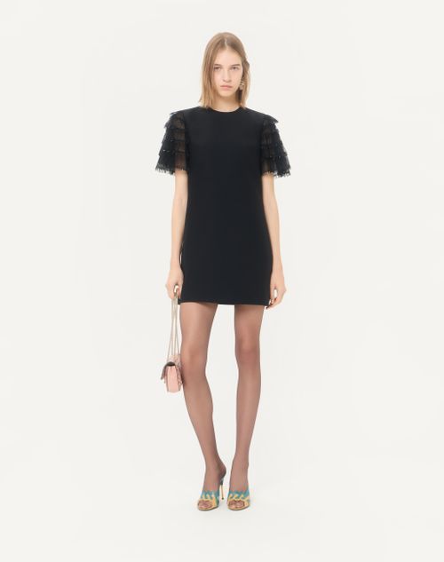 Valentino - Valentino Short Dress In Embroidered Crepe Couture - Black - Woman - Dresses