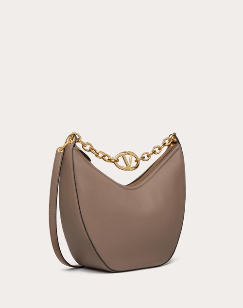 Vlogo Moon Medium Grainy Calfskin Hobo Bag With Chain for Woman in Clay ...