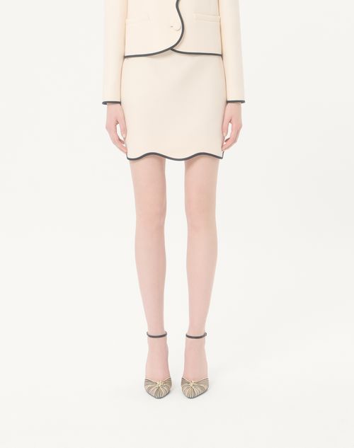 Valentino - Mini Skirt In Crepe Couture - Vanilla/black - Woman - Skirts