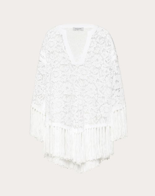 Valentino - Cotton And Heavy Lace Poncho - White - Woman - Woman Ready To Wear Sale