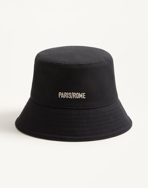 Chez Valentino Cotton Bucket Hat With Embroidery for Man in