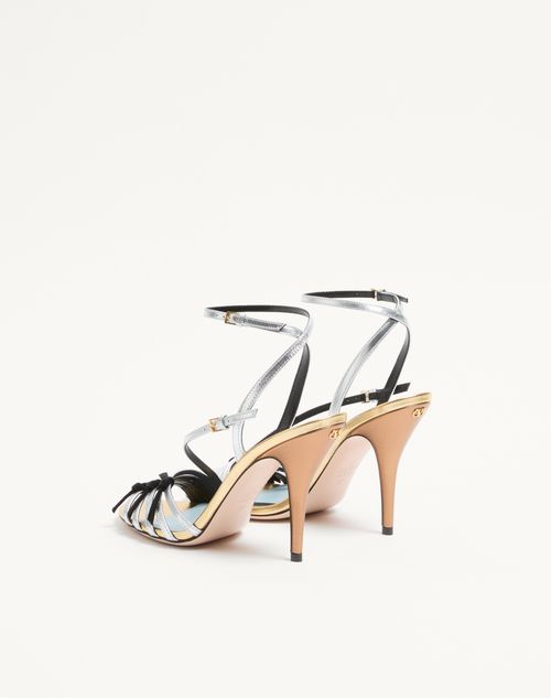 Valentino Garavani - Nodine Sandal In Laminated Nappa 100mm - Gold/silver - Woman - Sandals
