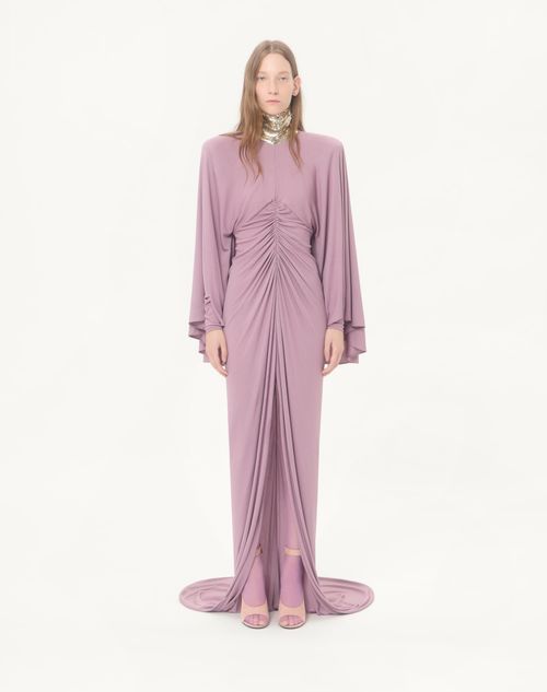 Valentino - Langes Kleid Aus Besticktem Jersey-crêpe - Lila - Frau - Abendkleider