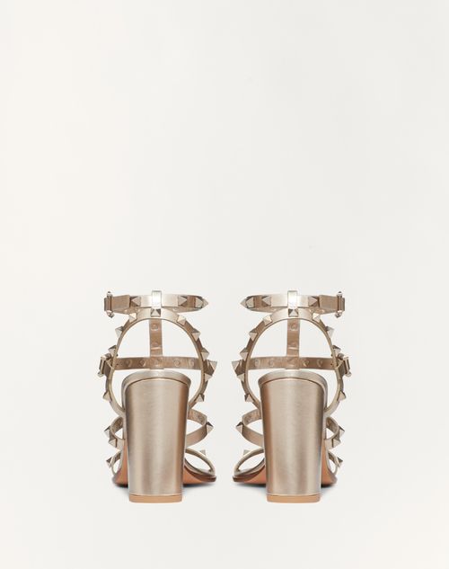 Rockstud Metallic Calfskin Leather Ankle Strap Sandal 90 Mm Rockstud Metallic Calfskin Leather Ankle Strap Sandal 90 Mm