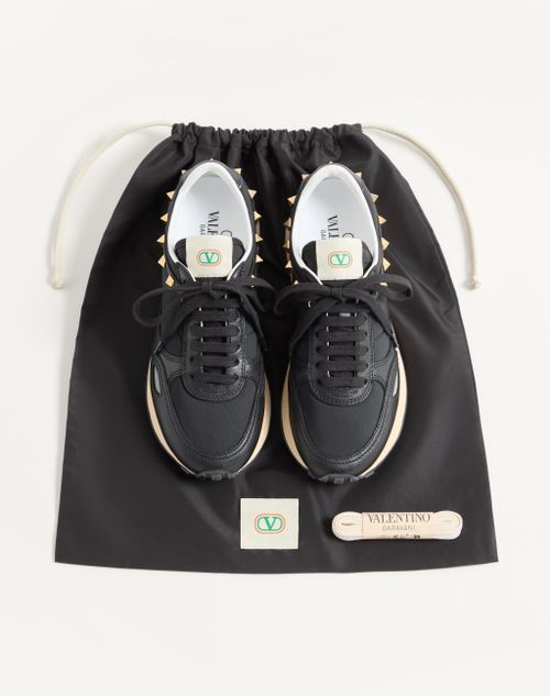 Valentino Garavani - Stud Up Sneaker In Leather And Nylon - Black - Man - Sneakers