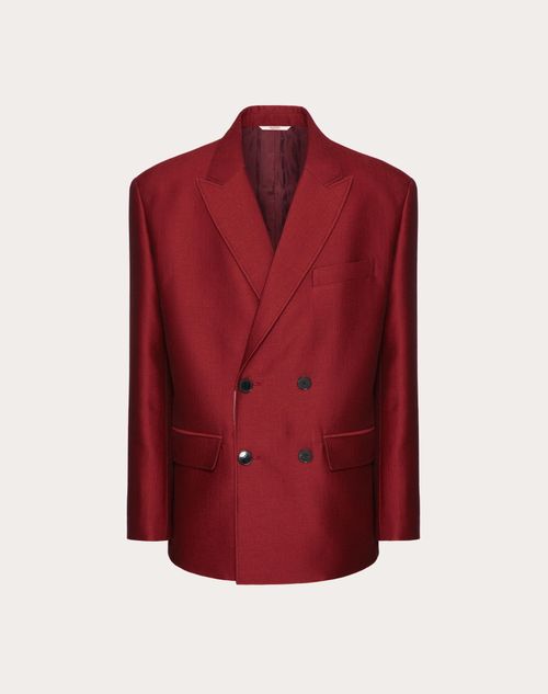 Valentino - Double-breasted Wool And Silk Jacket - Ruby - Man - Coats And Blazers