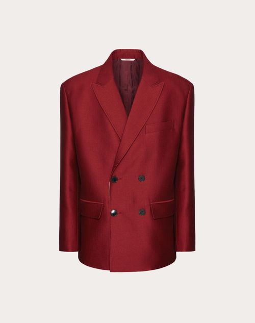 Valentino - Veste Croisée En Laine Et Soie - Rubis - Homme - Manteaux Et Blazers