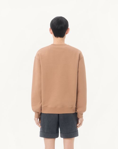 Valentino - Valentino Cotton Sweatshirt With Vlogo Embroidery - Beige - Man - T-shirts And Sweatshirts