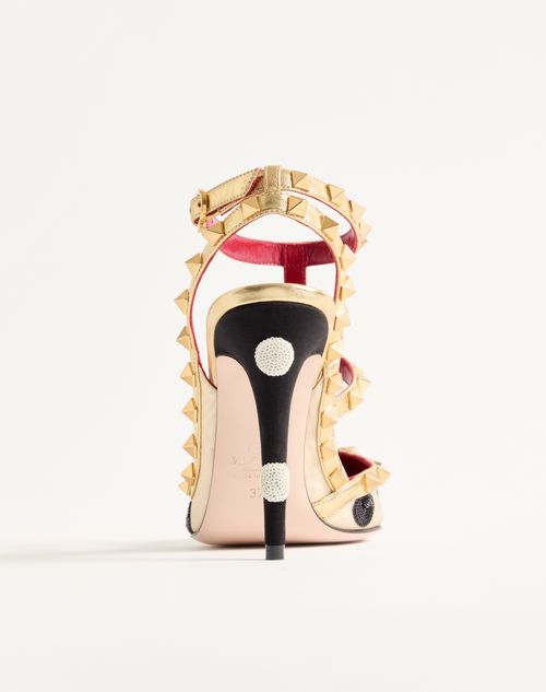 Valentino Garavani - Rockstud Pump With Plus De Pois Embroidery 100mm - Butter/black - Woman - Pumps And Slingbacks