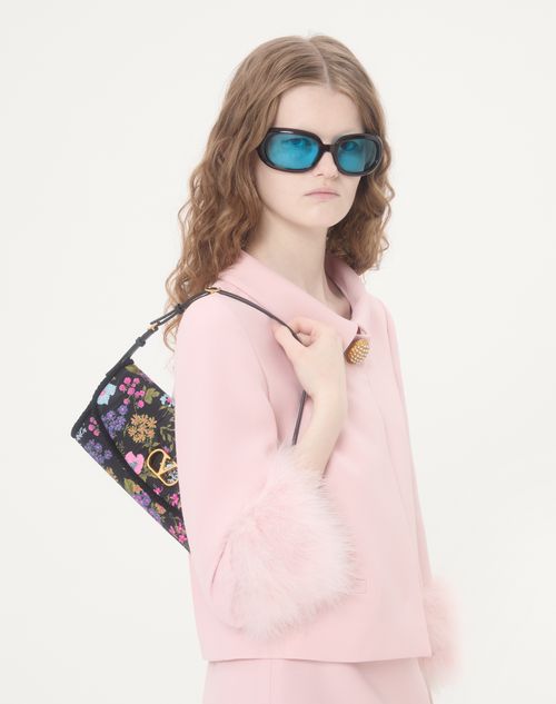 Valentino Garavani - Valentino Garavani Devain Small Shoulder Bag In Moiré Papier Floral Fabric - Multicoloured - Woman - Shoulder Bags