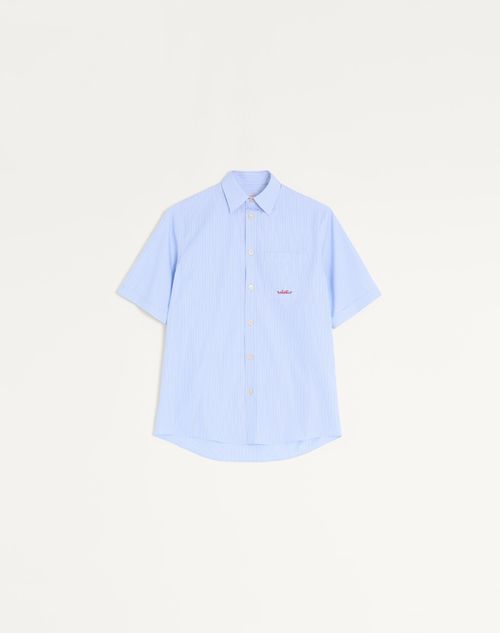 Valentino - Embroidered Cotton Shirt - Sky Blue - Man - Shirts
