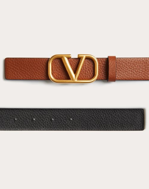 VLOGO SIGNATURE REVERSIBLE ELK-PRINT CALFSKIN BELT 30 MM