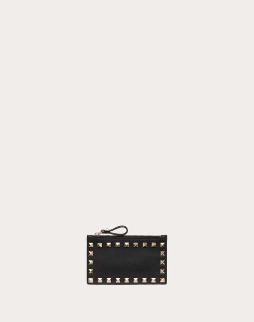 Red Valentino PORTACARTE CON ZIP ROCKSTUD IN VITELLO