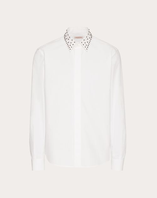 Valentino - Cotton Shirt With Rockstud Spike Collar - Optic White - Man - Shirts