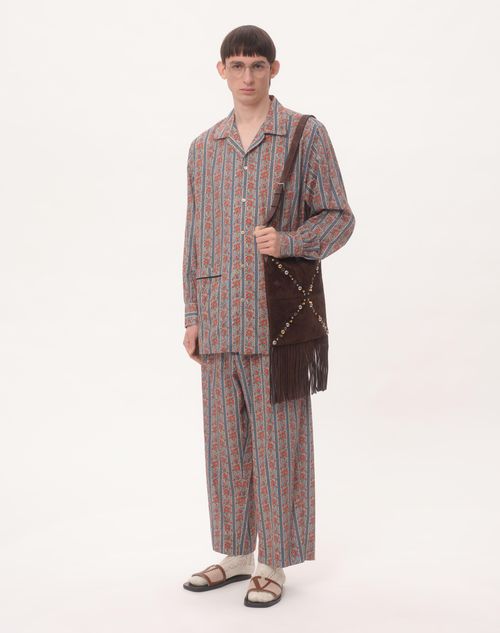 Valentino - Cotton Muslin Pyjama Bottoms With Voyage Imaginaire Print - Beige/blue/red - Man - Trousers And Shorts