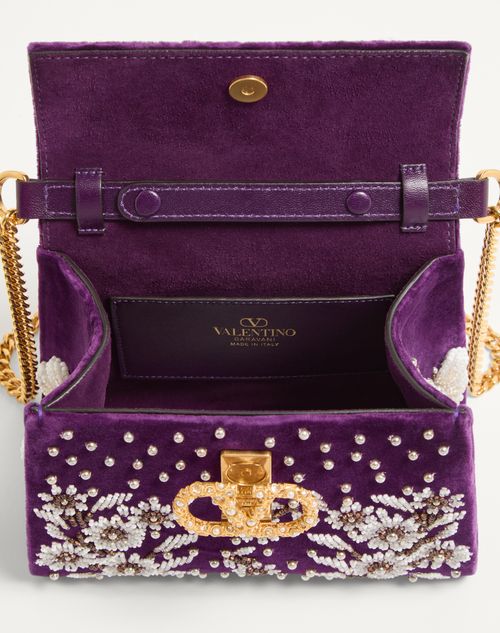 Valentino Garavani - Valentino Garavani Mini Vsling Embroidered Handbag With Jewel Logo - Purple - Woman - Top Handle Bags
