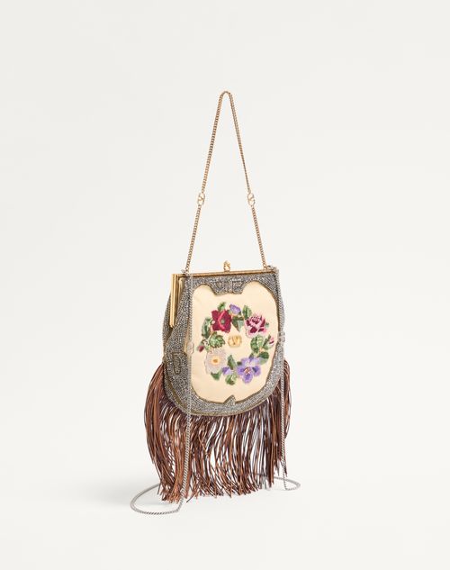 Valentino Garavani - Valentino Garavani Nellcote Fairytales Embroidered Clutch With Fringes - Natural/multicolour/brown - Woman - Clutches
