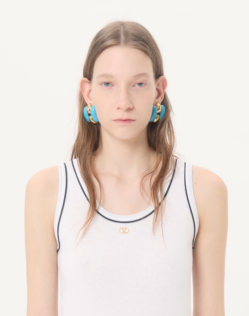 Valentino - Cotton Jersey Top - White/ Black - Woman - T-shirts And Sweatshirts